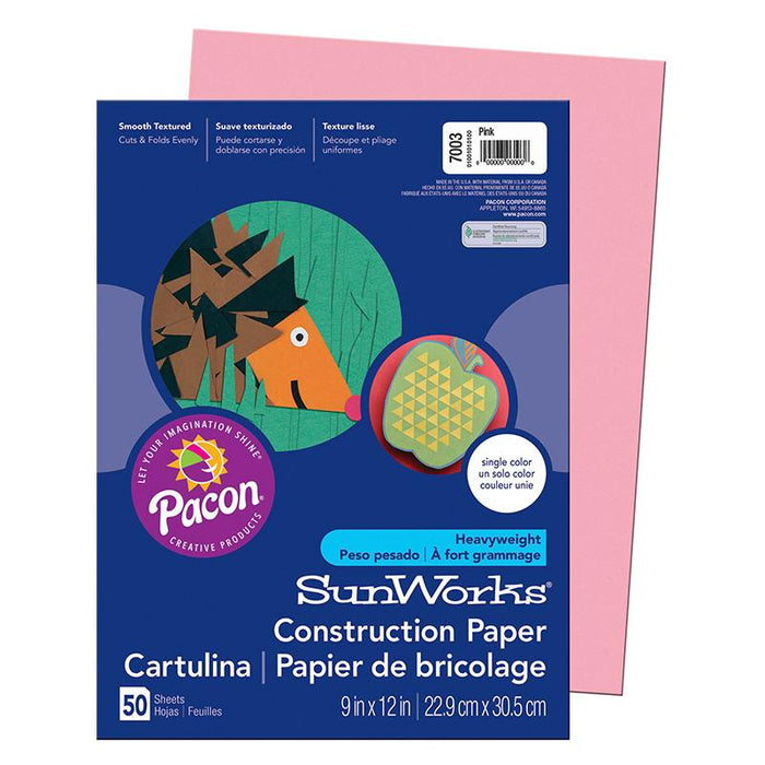 Pacon Corporation - Construction Paper Pink 9X12 - 50 Pack Bulk Deal schoollistdone.com
