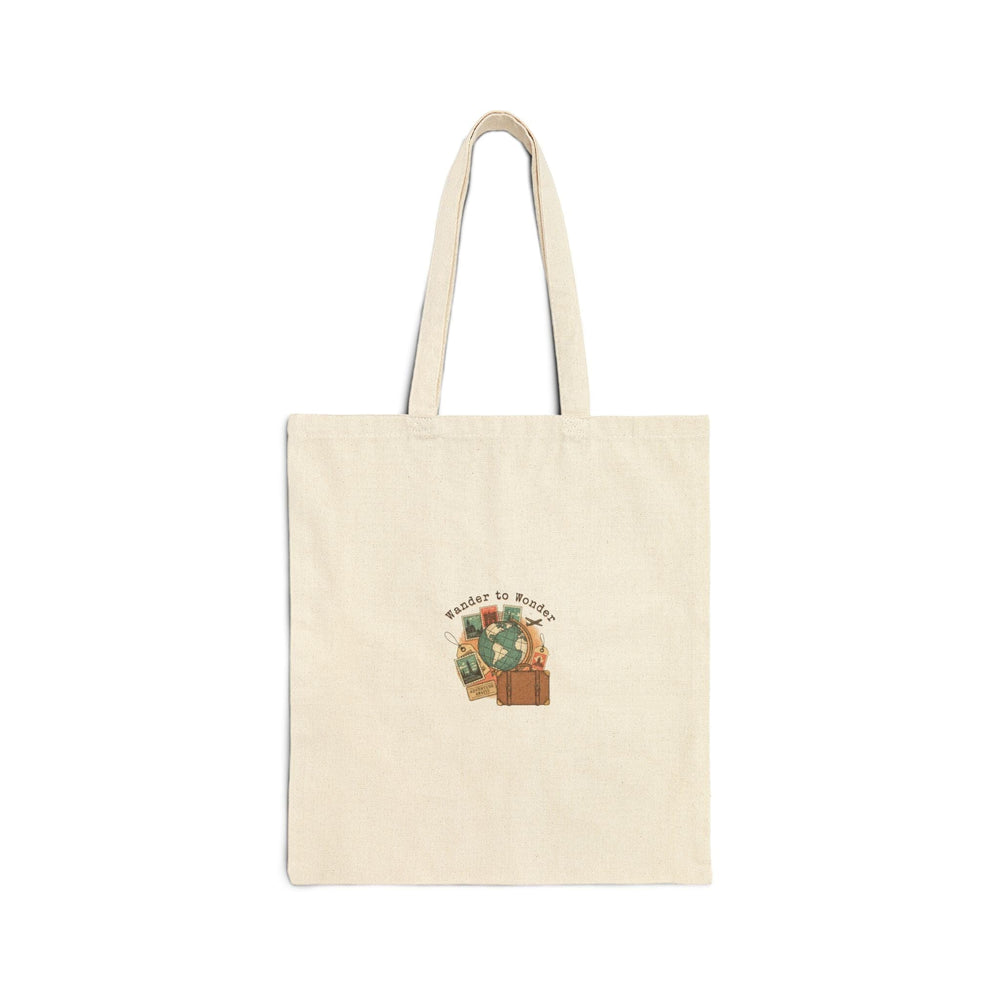 Wanderlust Postage Tote, travel stamps postcard vintage cotton canvas Bags Printify Natural 15" x 16" 