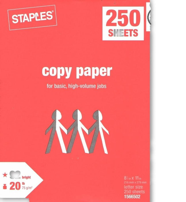 250 Sheet White Copy Paper schoollistdone.com 