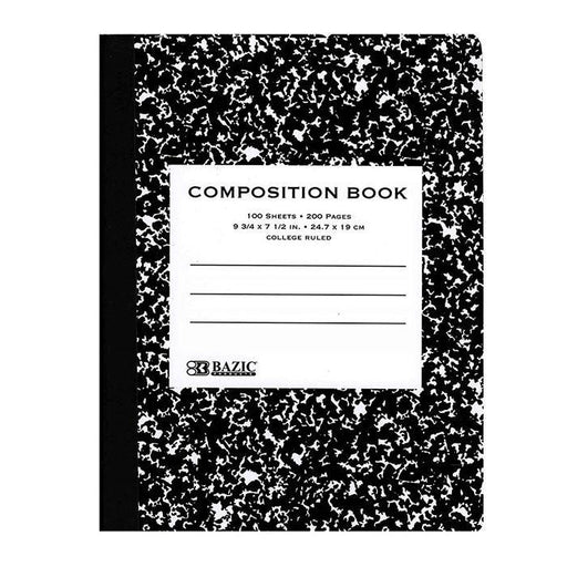 Black Marble Composition Notebook - 100 College Ruled Sheets schoollistdone.com 