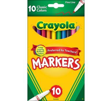 Crayola Classic Markers 10 Pack - Fine line schoollistdone.com 