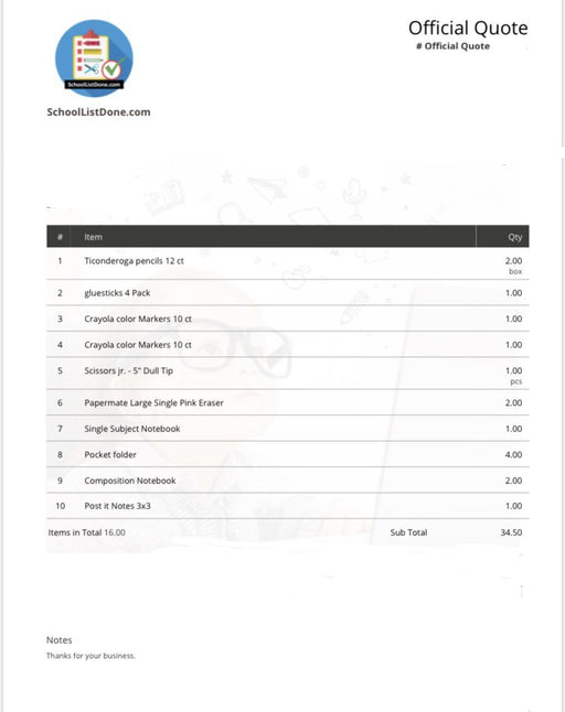 2nd Grade School Supply List DES schoollistdone.com
