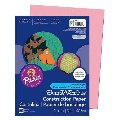 Pacon Corporation - Construction Paper Pink 9X12 - 50 Pack Bulk Deal schoollistdone.com 