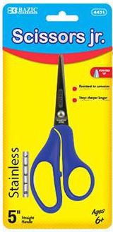 Kids 5-inch Pointed Tip School Scissors schoollistdone.com 